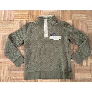 Patagonia Snap-T Pullover Jacket Organic Cotton Quilted Womens Small Olive Green
